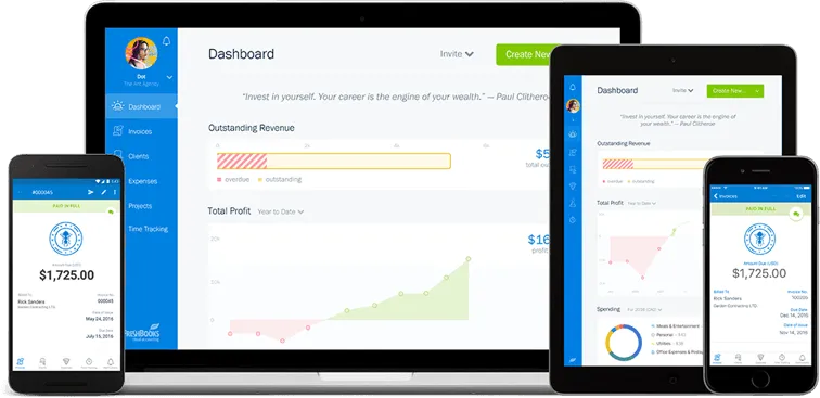 FreshBooks dashboards, Source: FreshBooks